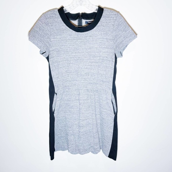 Madewell Salt and Pepper Short Sleeve Dress Black Trim SZ 6 - Picture 6 of 6